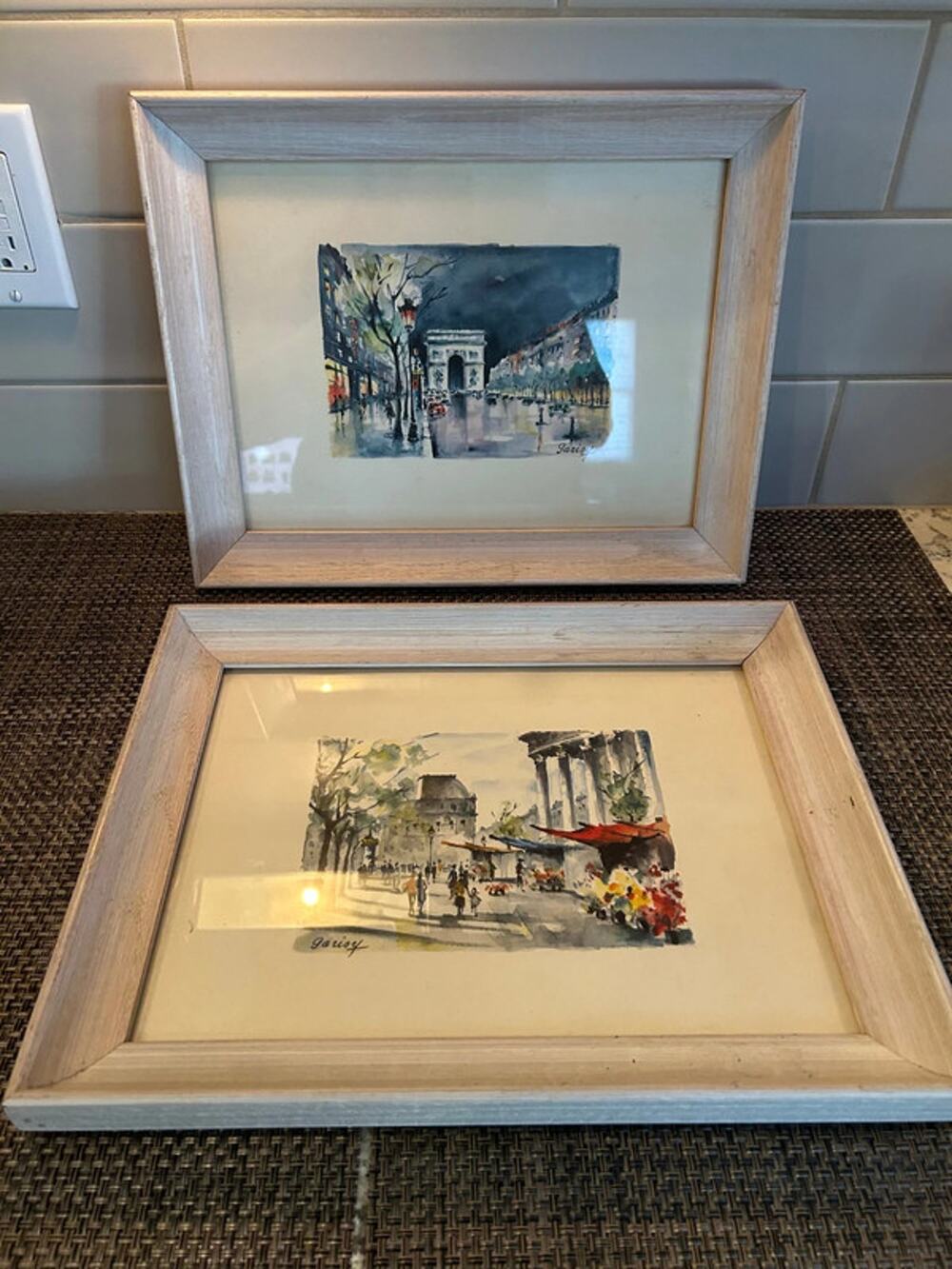 Framed French Watercolor Prints by Garisy